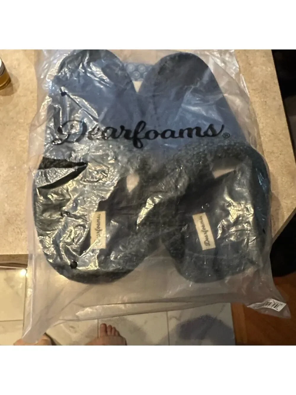 NWT Dearfoams Navy Slippers